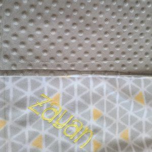 personalized double sided baby blanket with embroidered baby name
